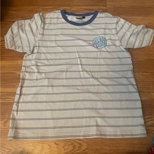 Tan blue and brown stripped shirt from Santa Cruz